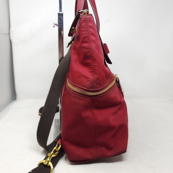 Henri Bendel Womens Backpack Purse Jetsetter Maroon Red Nylon Convertible Travel - Picture 7 of 14